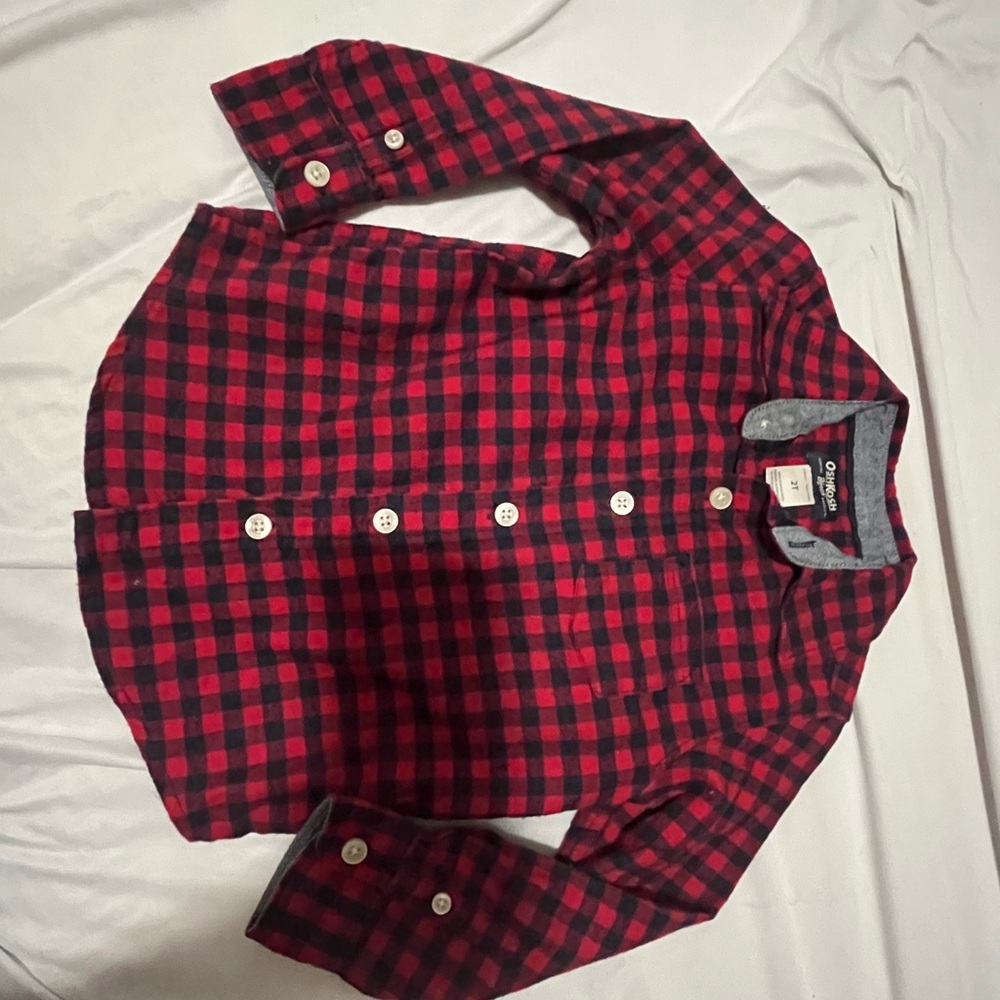 OshKosh B'gosh Red and Navy Blue Plaid Shirt